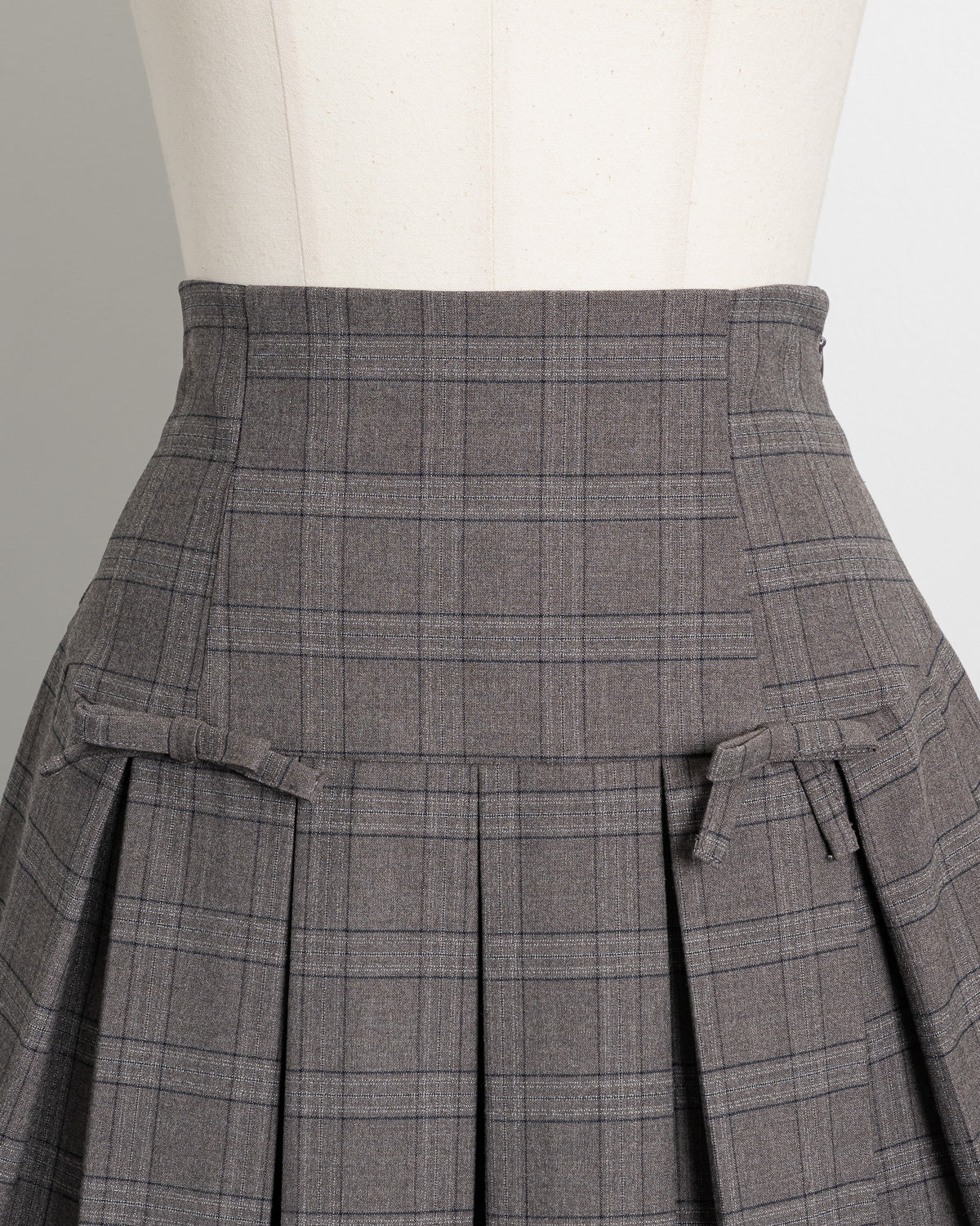 【完売品】pium ミニリボンコットンフリルプリーツスカート ブラウンチェック ミニリボンコットンフリルプリーツスカート – pium