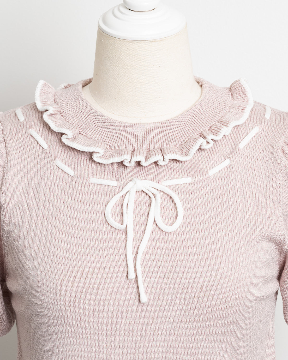 ハイネックフリルリボンパフニット