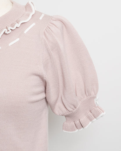 ハイネックフリルリボンパフニット