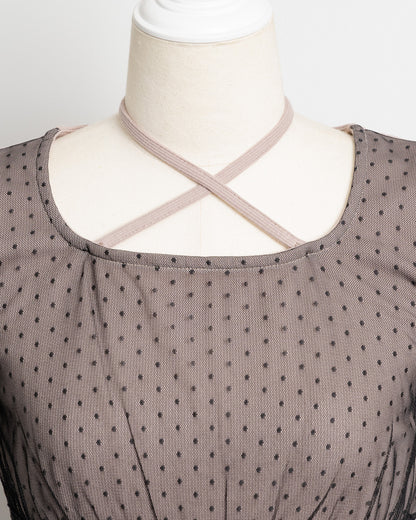 チュールレイヤードティアードリブワンピース