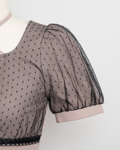 チュールレイヤードティアードリブワンピース