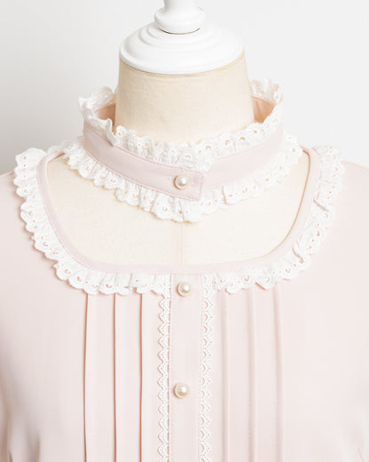 コットンフリルチョーカーブラウス