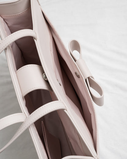 フロントリボンドットチュールトートバッグ