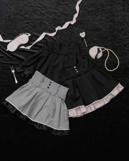 ハートボタンタックフレアミニスカート