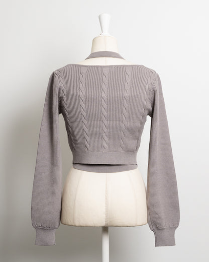 チョーカー付きケーブルカーデ×キャミセット