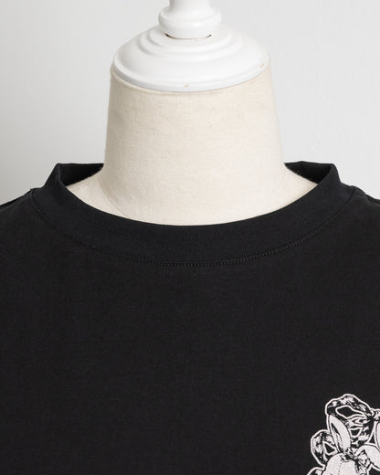 リボンクロスラメプリントオーバーサイズTシャツ