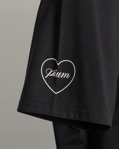 リボンクロスラメプリントオーバーサイズTシャツ