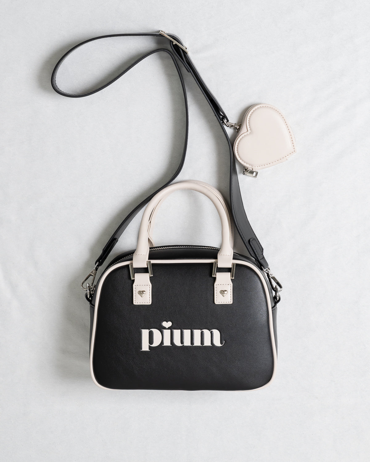 ハートポーチ付きバイカラーミニボストンバッグ – pium