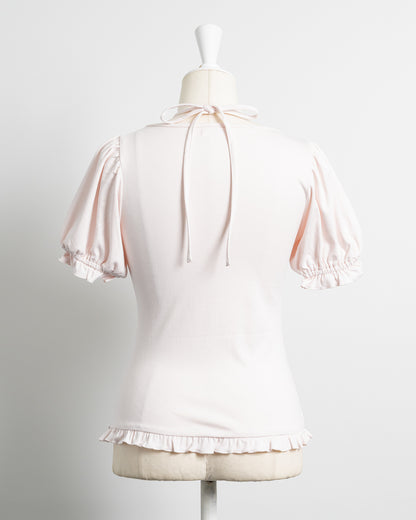 フロントリボンパフスリーブTシャツ