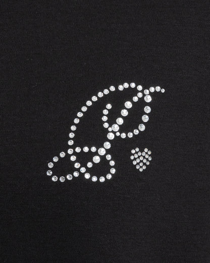 ラインストーンリボンロゴオーバーサイズ半袖Tシャツ