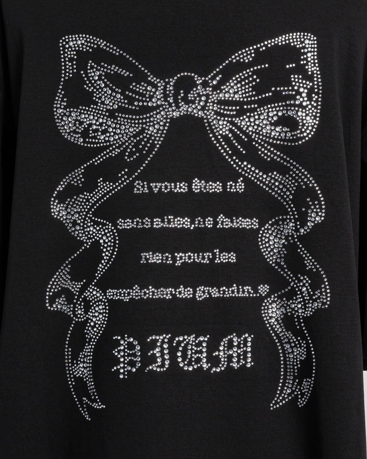 ラインストーンリボンロゴオーバーサイズ半袖Tシャツ