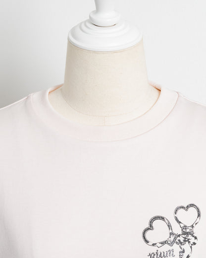 pium teddy friends ラメプリントオーバーサイズ半袖Tシャツ