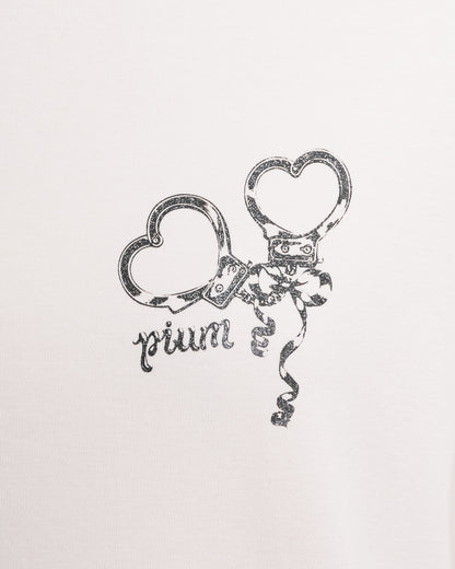 pium teddy friends ラメプリントオーバーサイズ半袖Tシャツ
