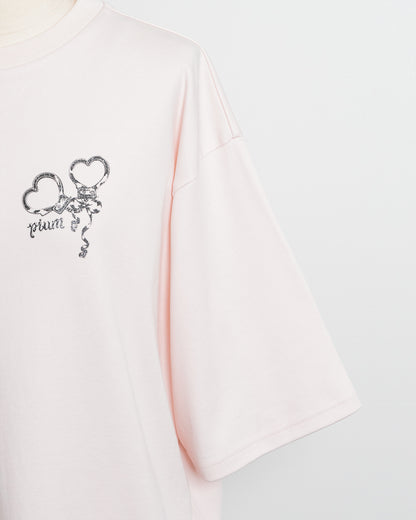 pium teddy friends ラメプリントオーバーサイズ半袖Tシャツ