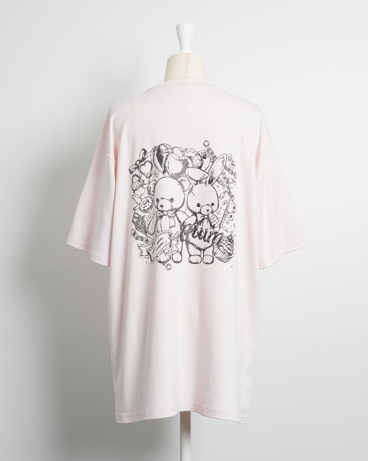 pium teddy friends ラメプリントオーバーサイズ半袖Tシャツ