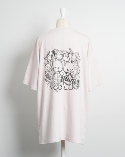 pium teddy friends ラメプリントオーバーサイズ半袖Tシャツ