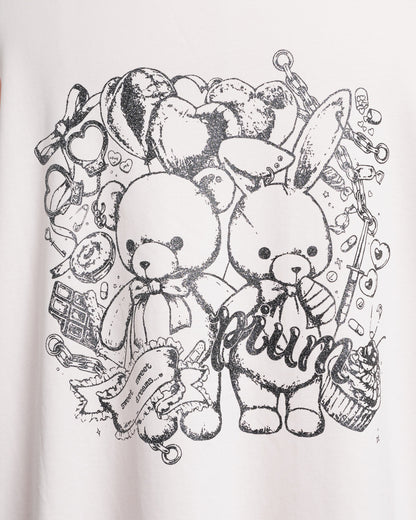 pium teddy friends ラメプリントオーバーサイズ半袖Tシャツ