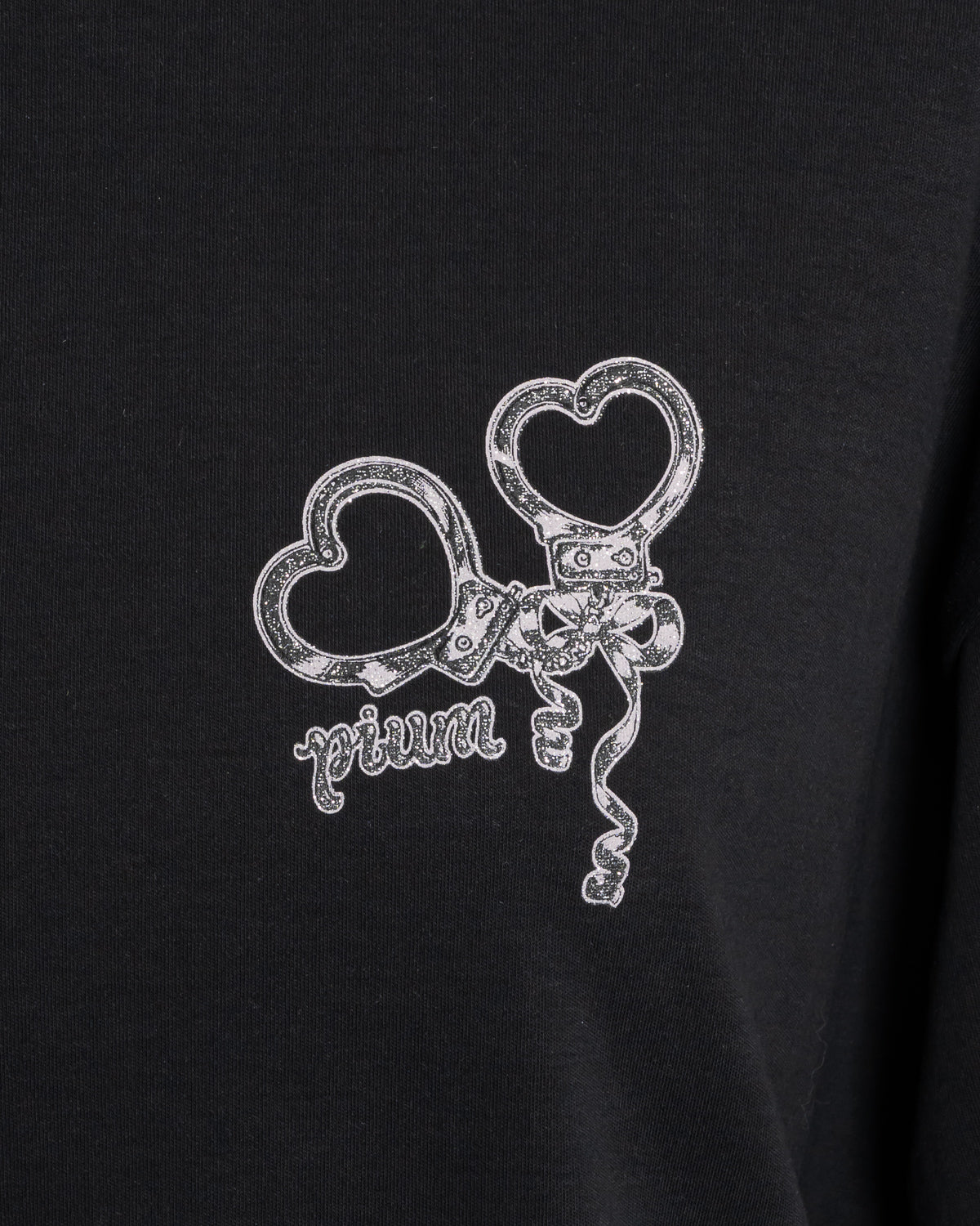 pium teddy friends ラメプリントオーバーサイズ半袖Tシャツ
