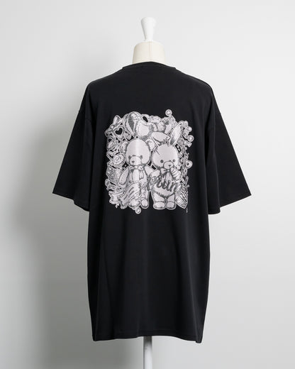 pium teddy friends ラメプリントオーバーサイズ半袖Tシャツ