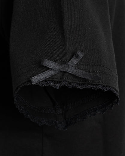 ロゴ刺繍レースリボンTシャツ