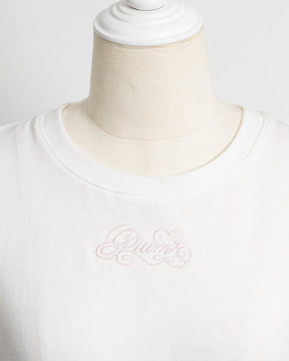 ロゴ刺繍レースリボンTシャツ