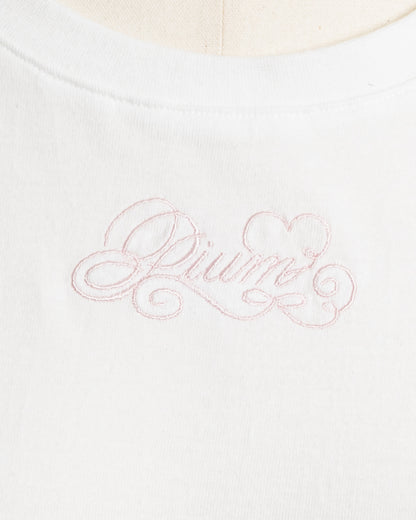 ロゴ刺繍レースリボンTシャツ