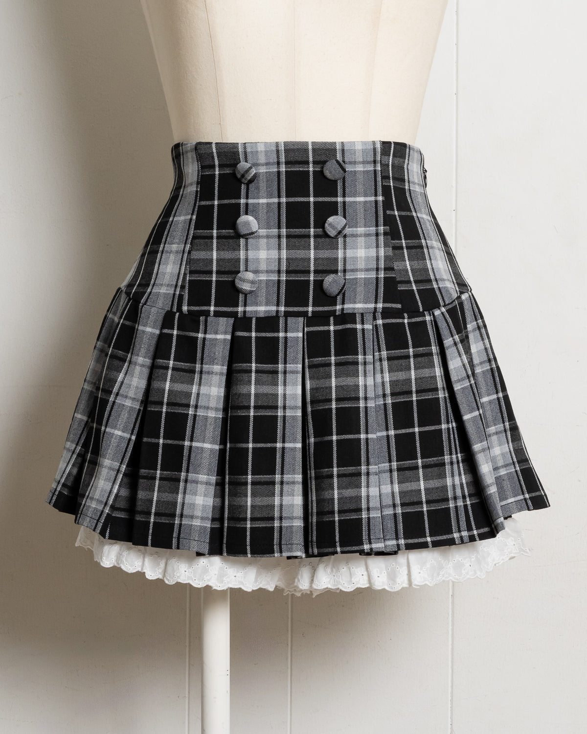 コットンフリルハイウエストプリーツミニスカパン
