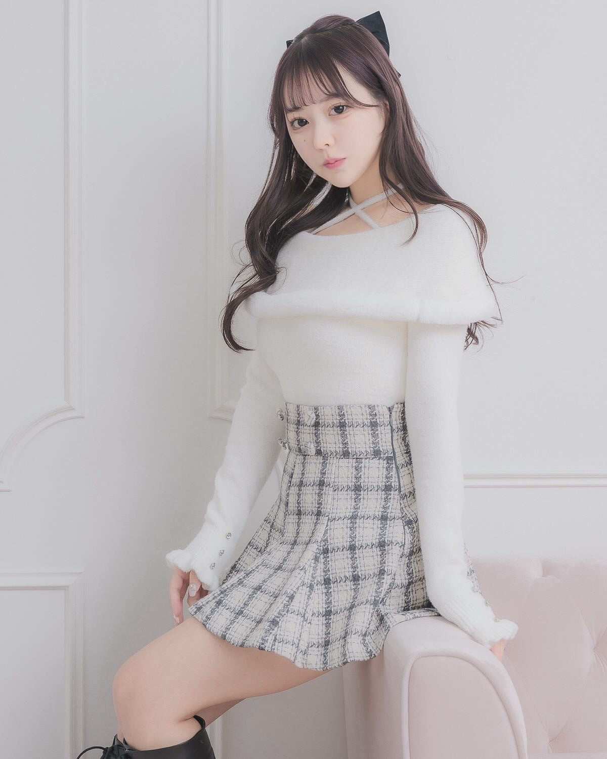 モデル身長：157cm/着用カラー:ホワイト