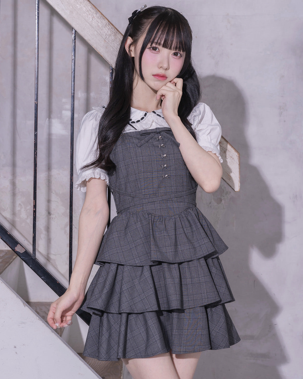 モデル身長:159cm/着用カラー : グレーチェック