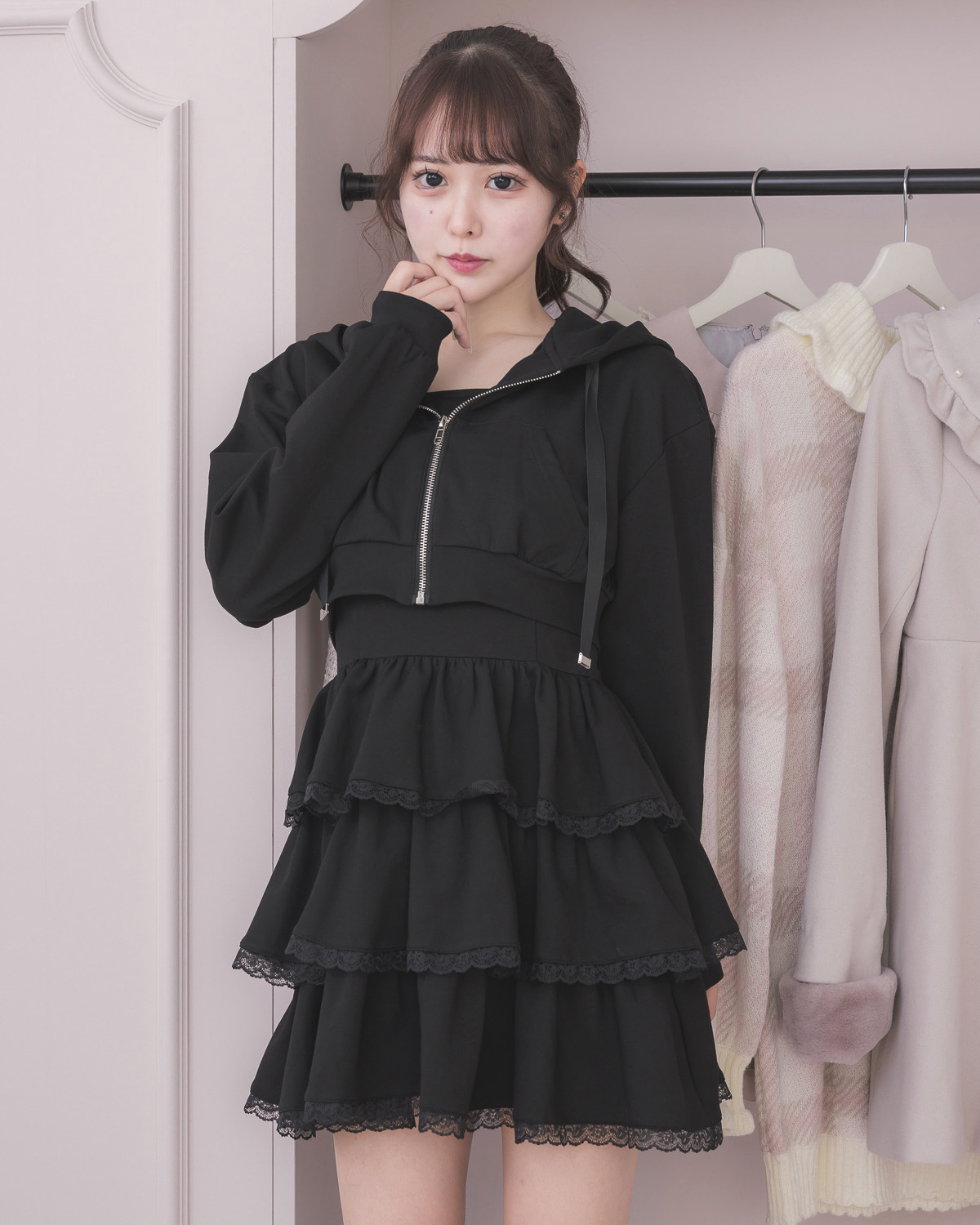 ティアードワンピ×ショートパーカーセット – pium ティアードワンピ×ショートパーカーセット – pium