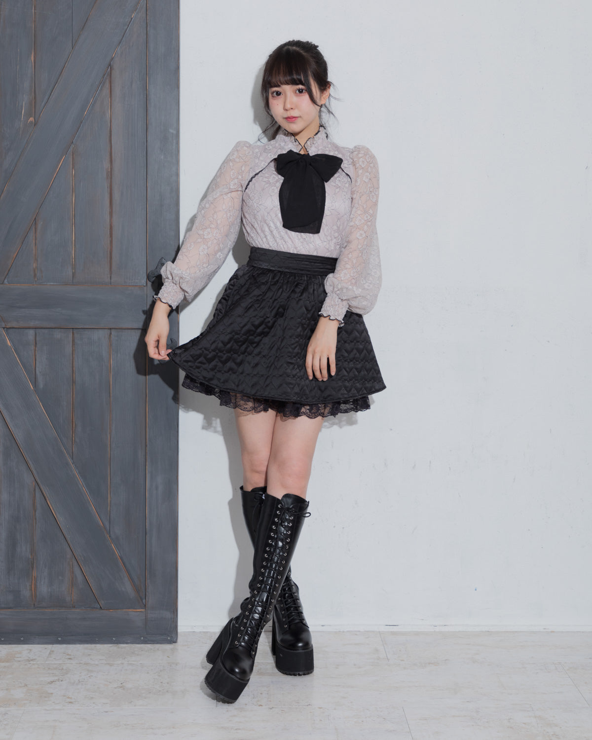 ハートキルティングフレアミニスカート