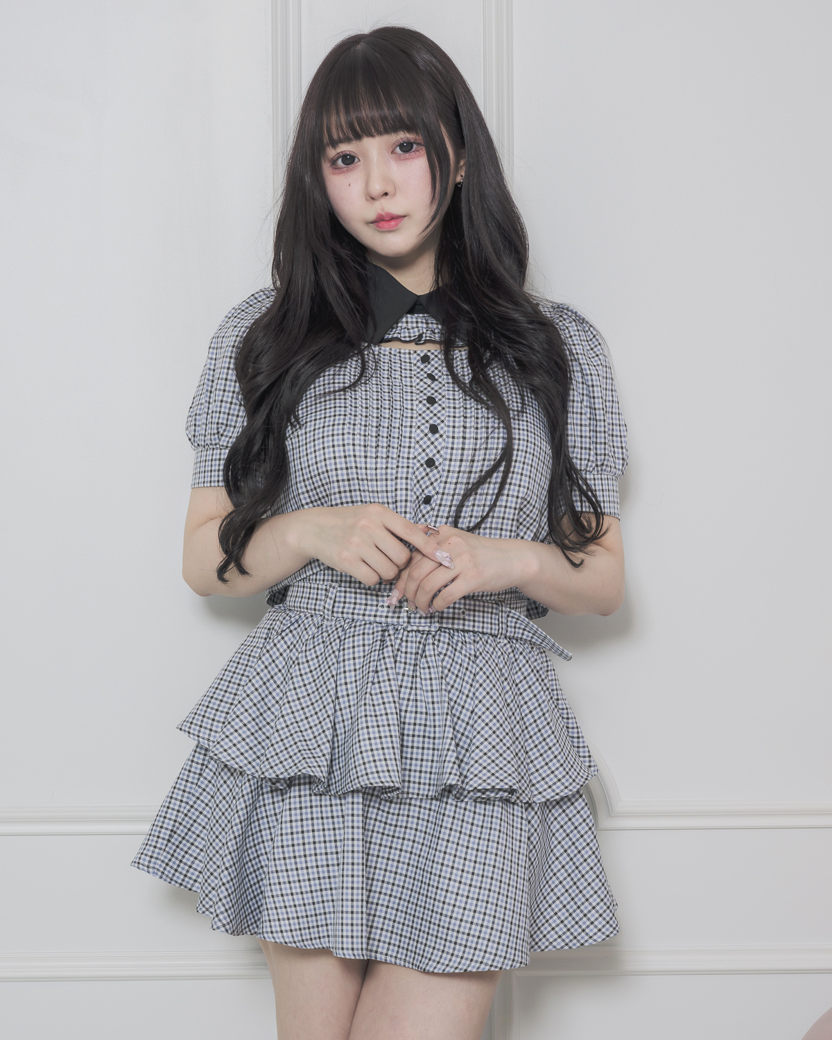 モデル身長:157cm/着用カラー:ブルーチェック