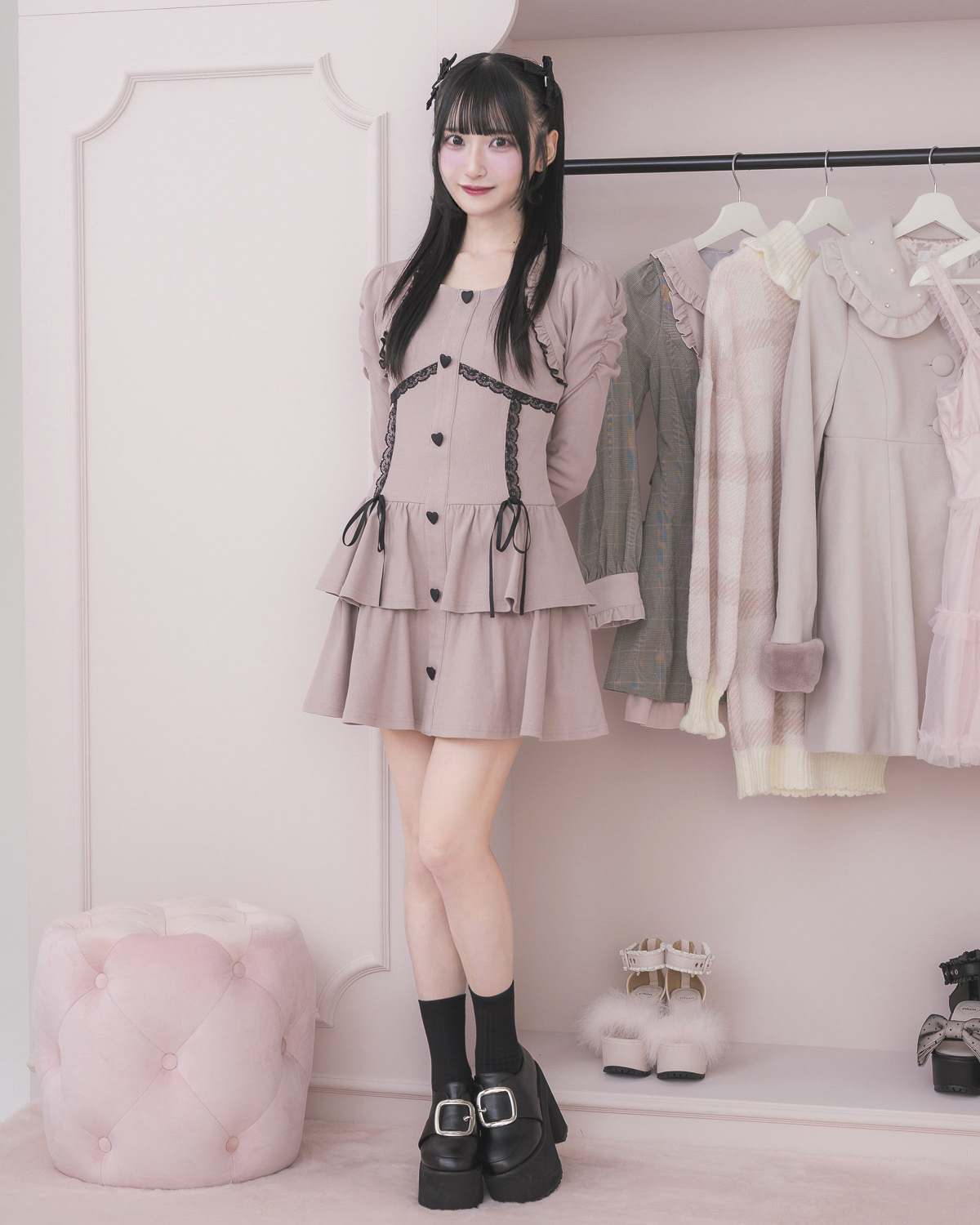 モデル身長：157cm/着用カラー : ピンク