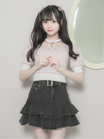 ビジューチョーカー付きケープニット – pium ビジューチョーカー付きケープニット – pium