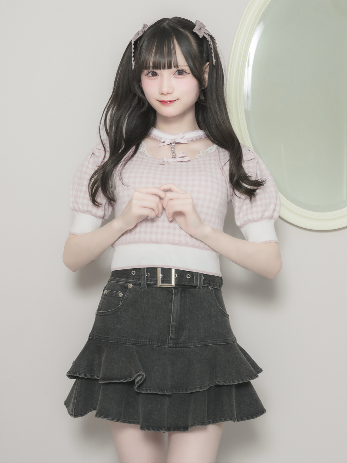 ビジューチョーカー付きケープニット – pium