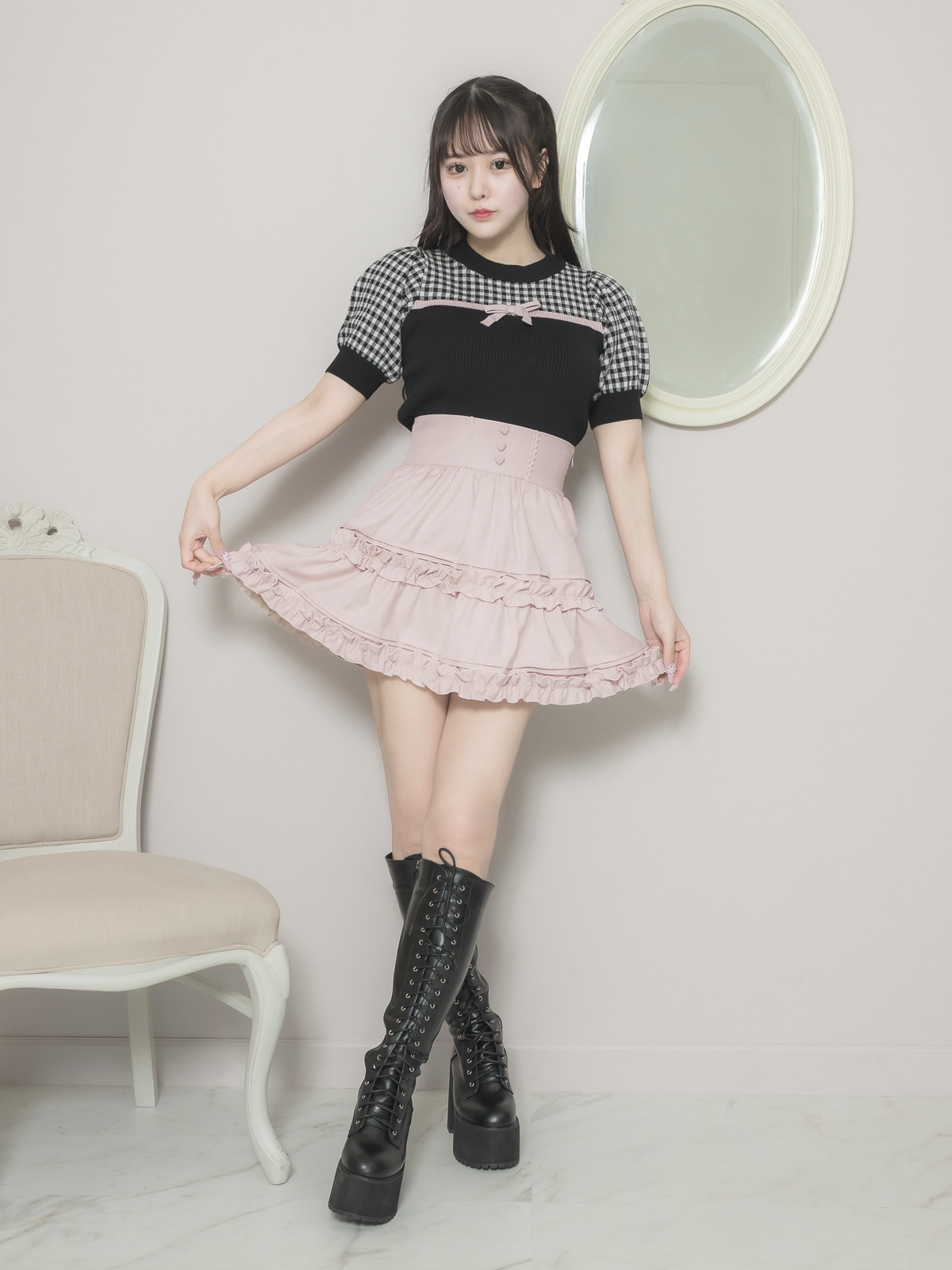 モデル身長:157cm/着用カラー:ピンク