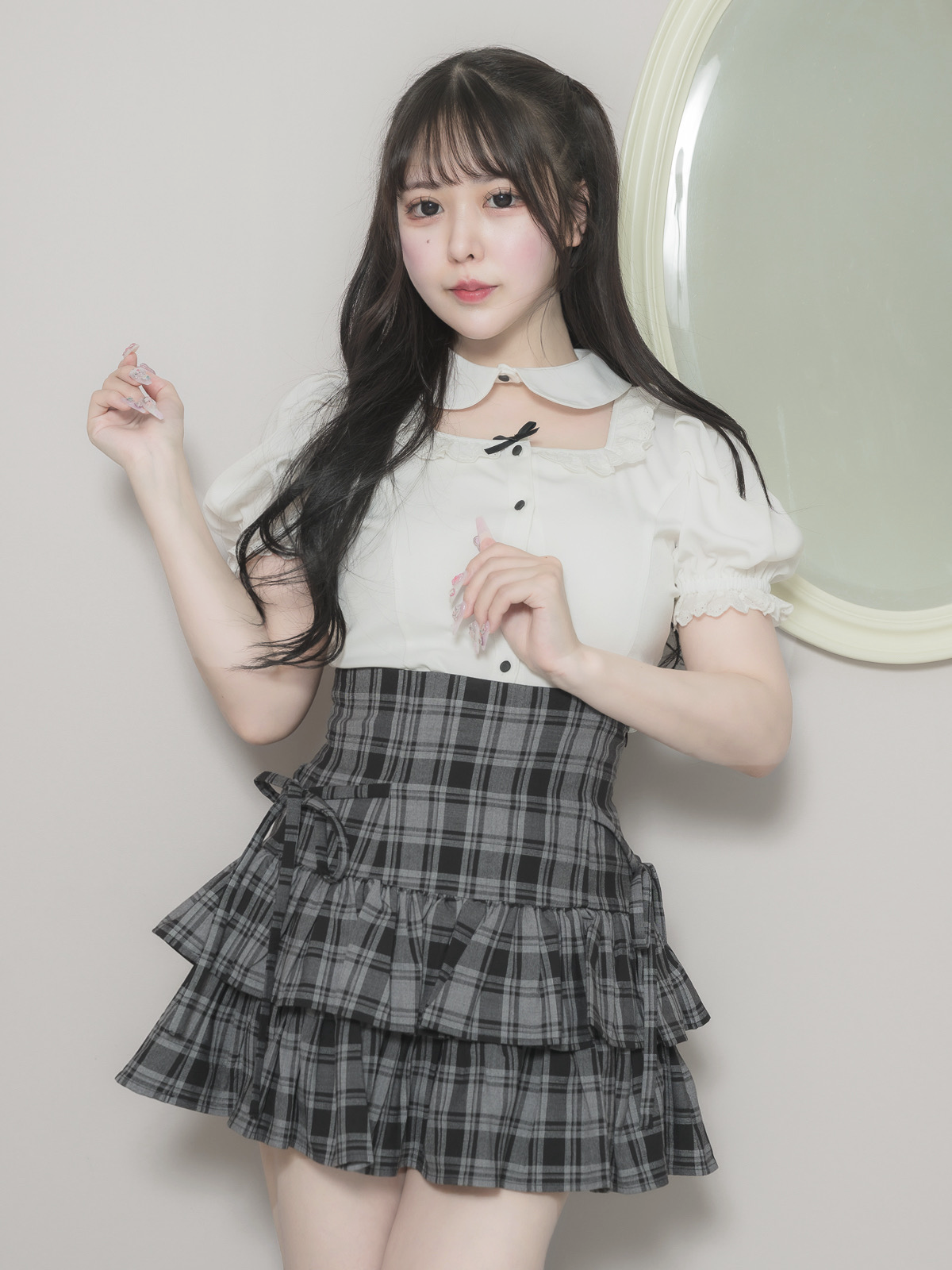 モデル身長:157cm/着用カラー:ホワイト