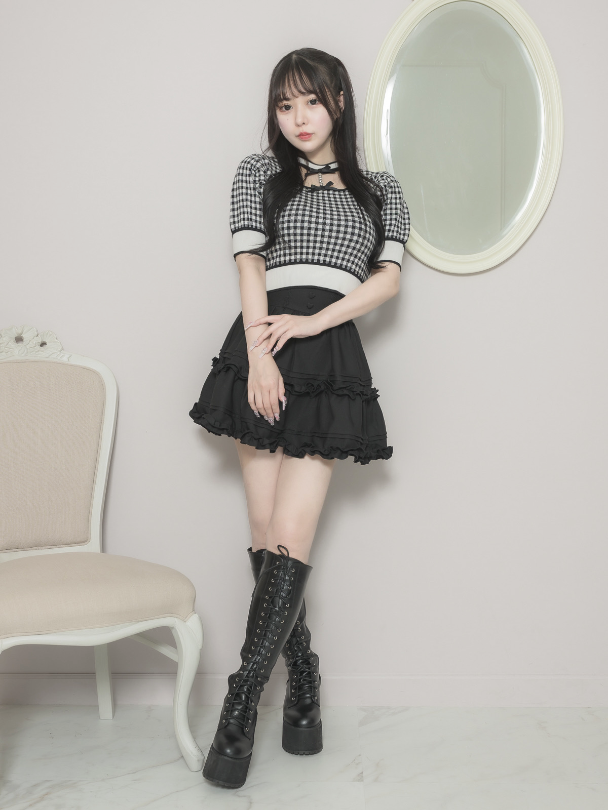 ビジューチョーカー付きケープニット – pium ビジューチョーカー付きケープニット – pium