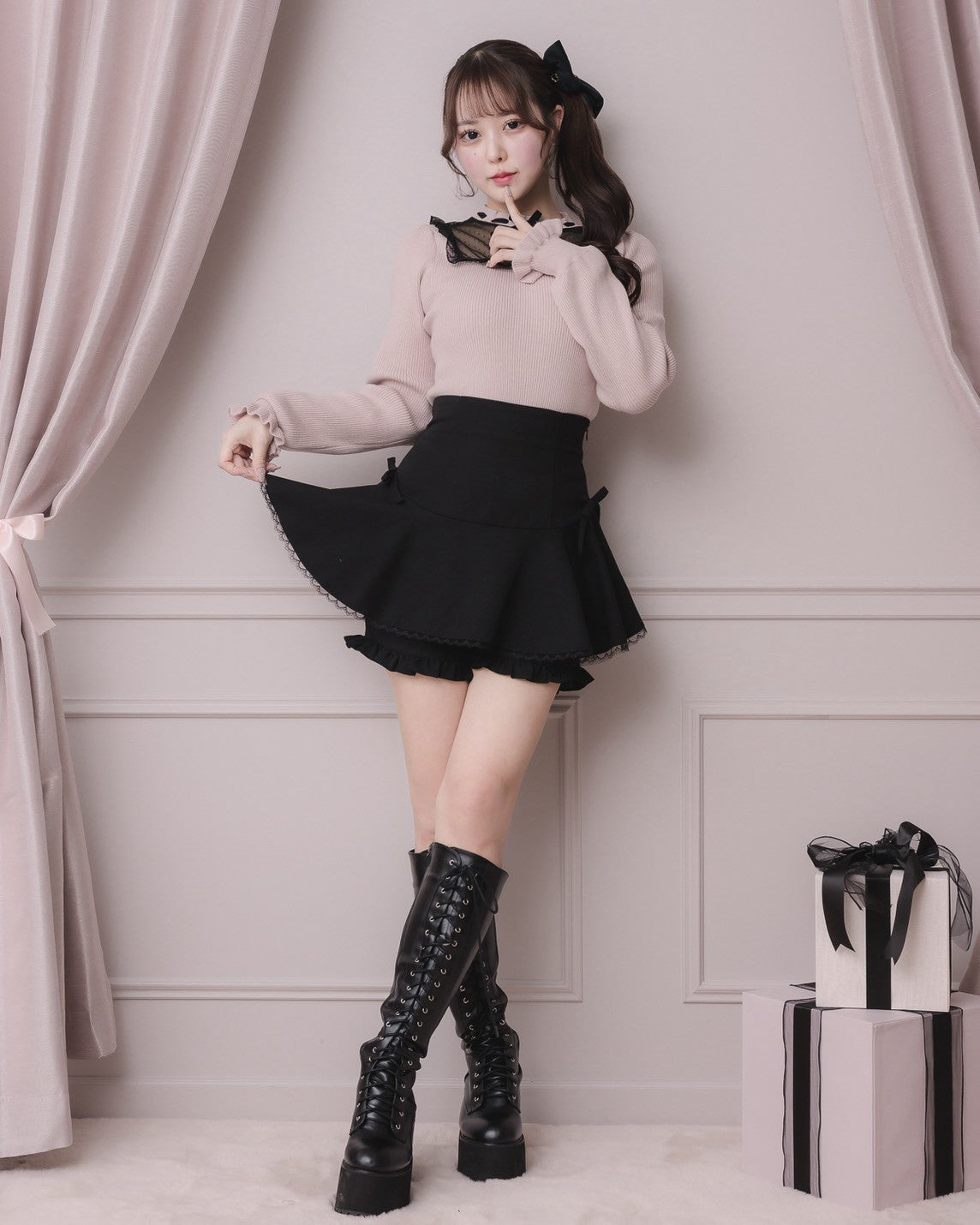 モデル身長：157cm/着用カラー:ブラック