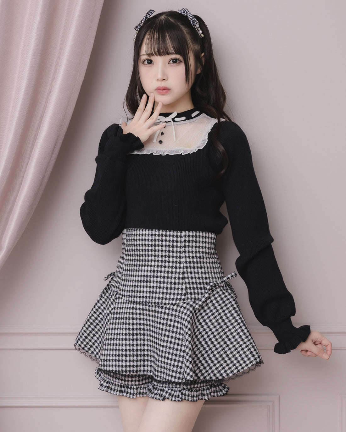 モデル身長：158cm/着用カラー:ブラック