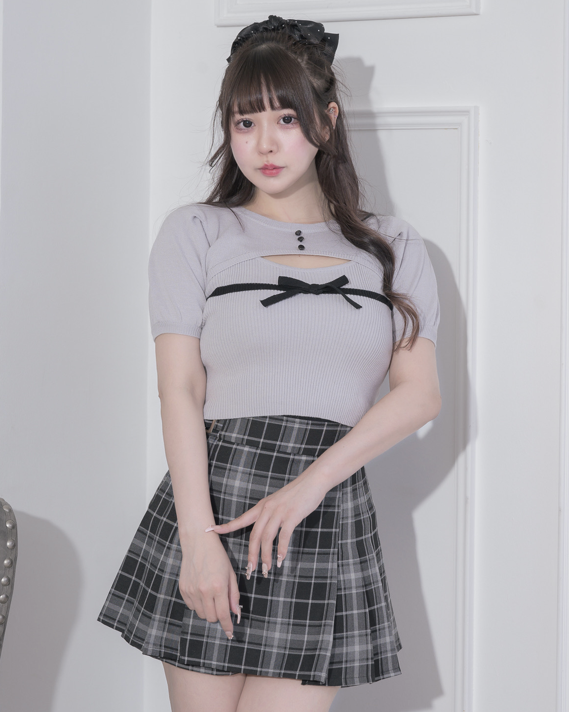 バイカラーリボンニットセット