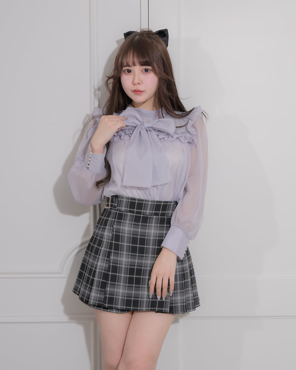 モデル身長:157cm/着用カラー:ブルーグレー