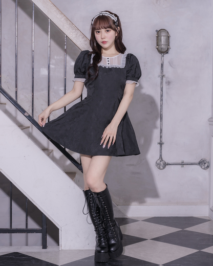 モデル身長：157cm/着用カラー:ブラックジャガード