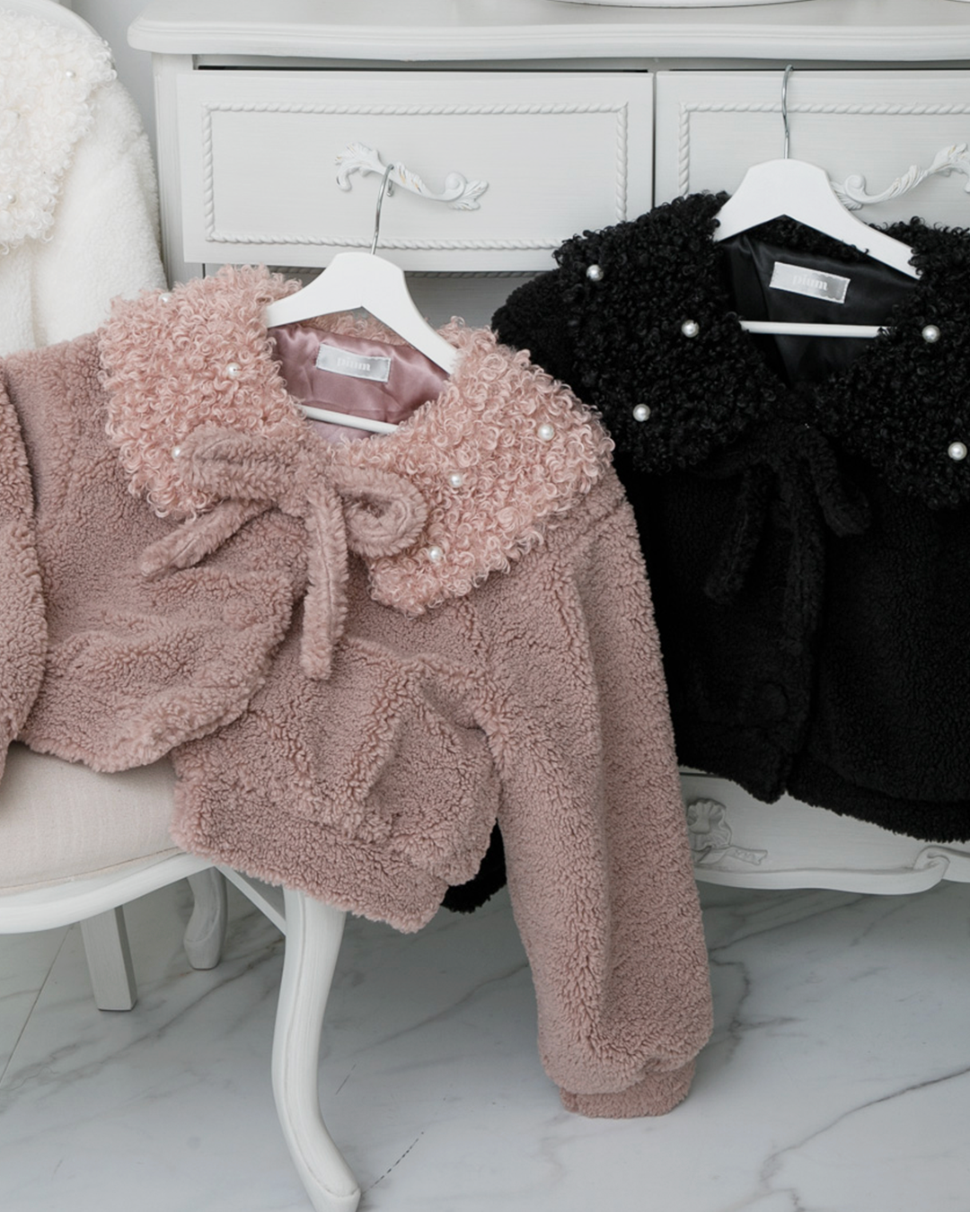 プードルファーカラーボアショートコート