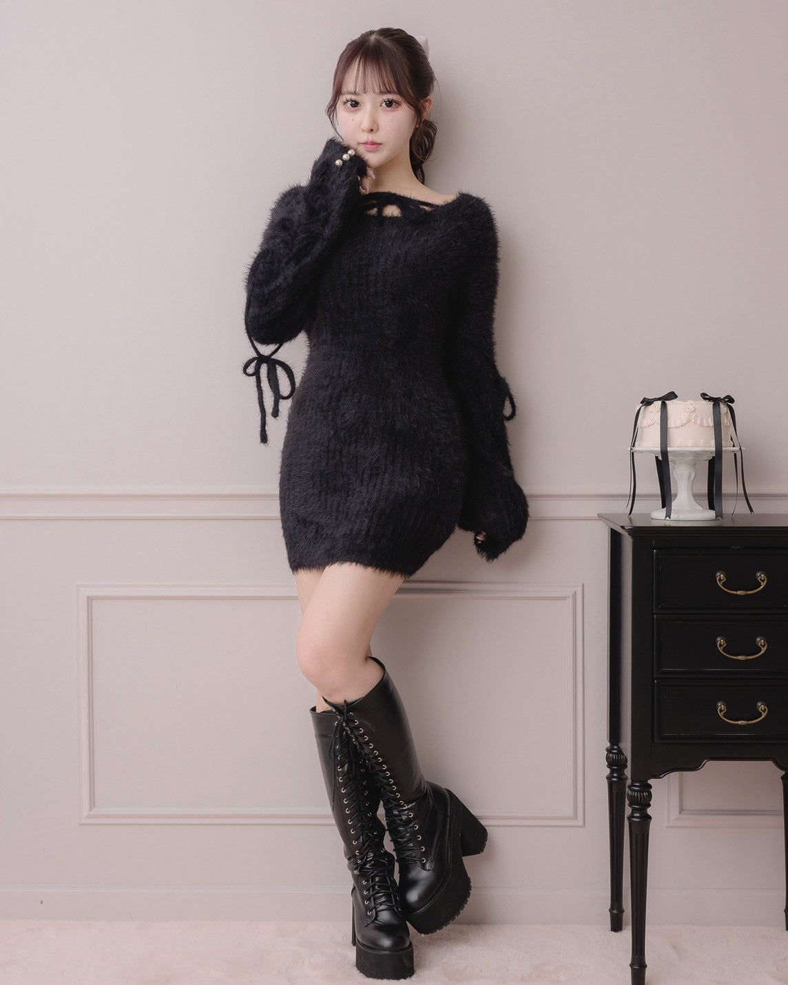 モデル身長：157cm/着用カラー：ブラック