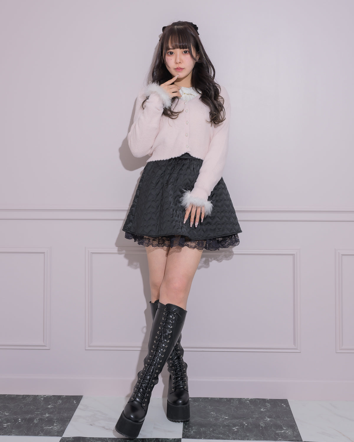 ファー付きマシュマロニットカーディガン