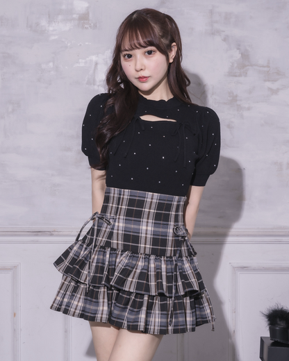 モデル身長：157cm/着用カラー：ブラウンチェック