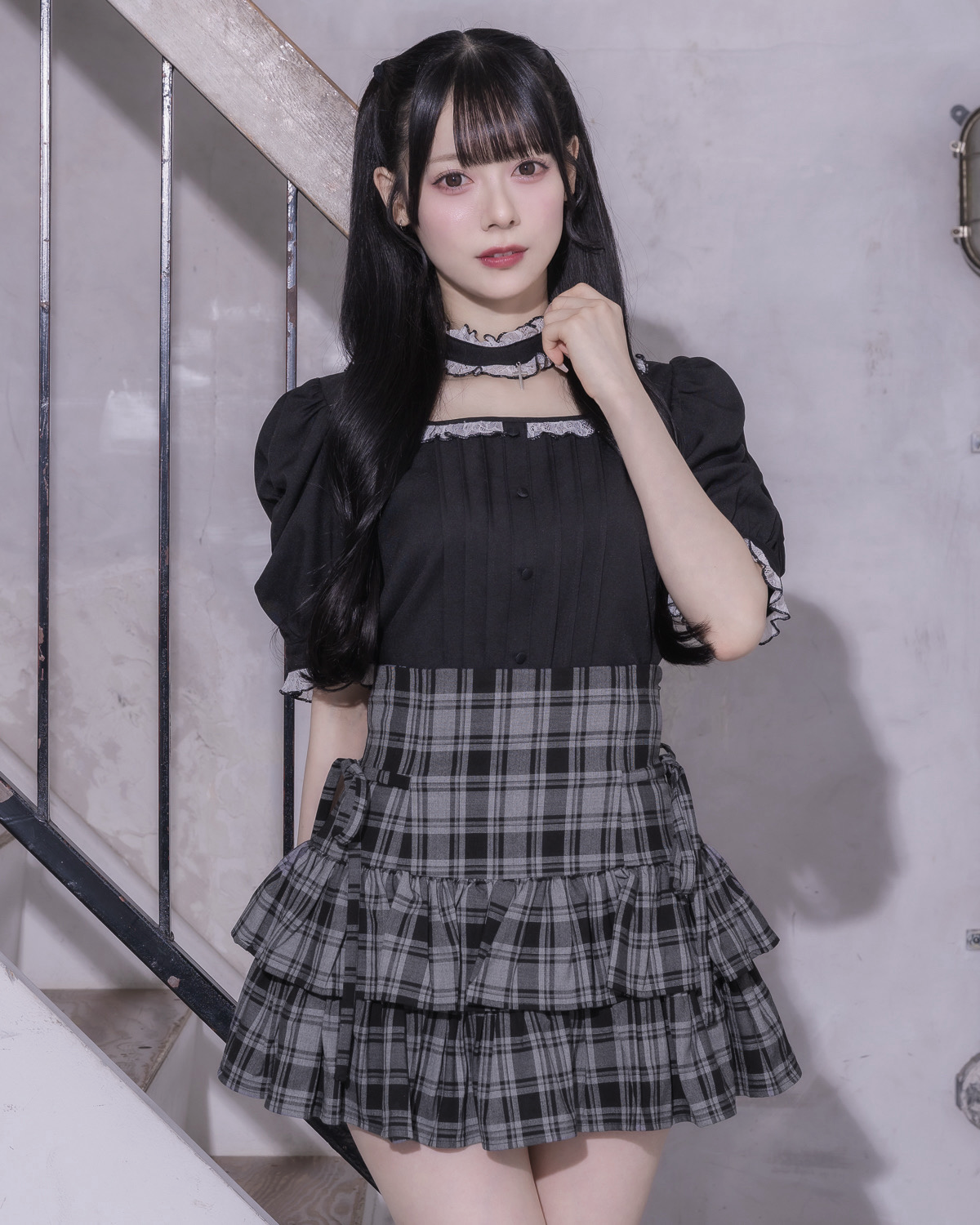 モデル身長：155cm/着用カラー : グレーチェック