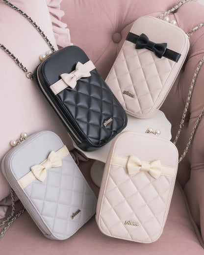 フロントリボンキルティングフォンホルダー