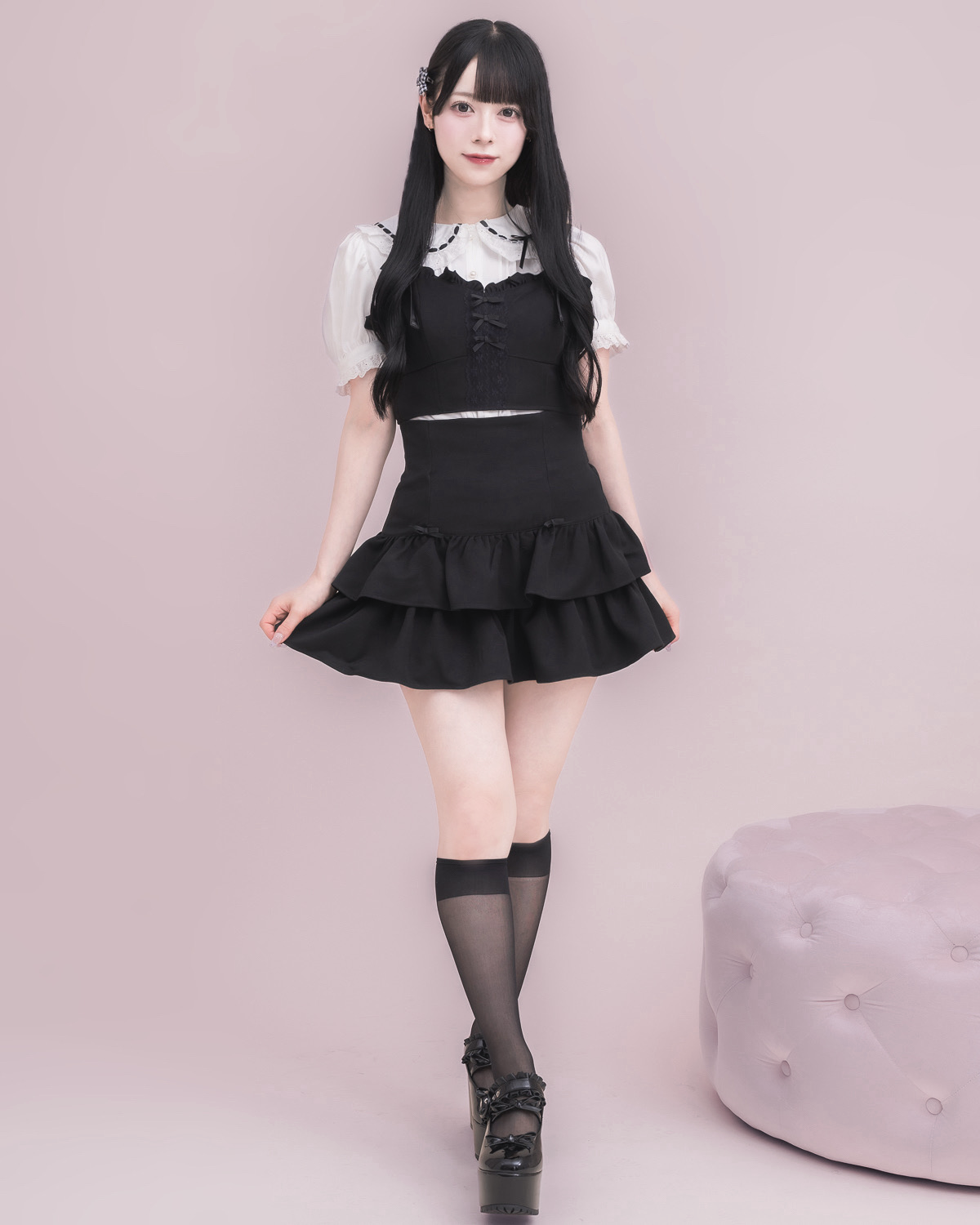 モデル身長:155cm/着用カラー:ブラック